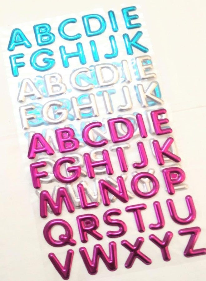 Brikshi 3D Metallic Colored Alphabet Stickers Multi-Color Decorative Stickers for Crafts,DIY, and Scrapbooking Projects (Set of 1) - Image 1